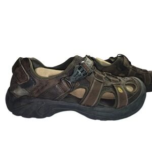 Teva Mens 6153 Brown Leather Closed Toe Hiking Sandals Size 12 Spider Rubber